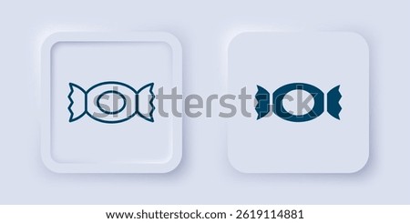 Filled and outline Candy icon isolated on grey background. Happy Halloween party. Square button. Vector