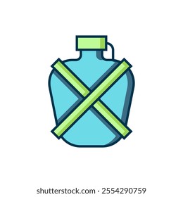 Filled outline Canteen water bottle icon isolated on white background. Tourist flask icon. Jar of water use in the campaign. Flat filled outline style with shadow. Vector