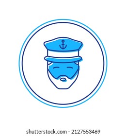 Dibujo relleno Capitán del icono de barco aislado en fondo blanco. Turismo de viajes transporte náutico. Buque de pasajeros de vóley, crucero de línea.  Vector