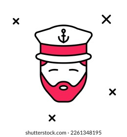 Filled outline Captain of ship icon isolated on white background. Travel tourism nautical transport. Voyage passenger ship, cruise liner.  Vector