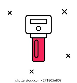 Preenchido contorno Chave de carro com ícone remoto isolado no fundo branco. Chave do carro e sistema de alarme.  Vetor