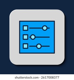 Filled outline Car settings icon isolated on blue background. Auto mechanic service. Repair service auto mechanic. Maintenance sign.  Vector