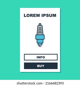 Filled outline Car spark plug icon isolated on turquoise background. Car electric candle.  Vector