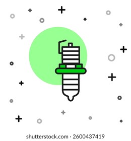 Filled outline Car spark plug icon isolated on white background. Car electric candle.  Vector