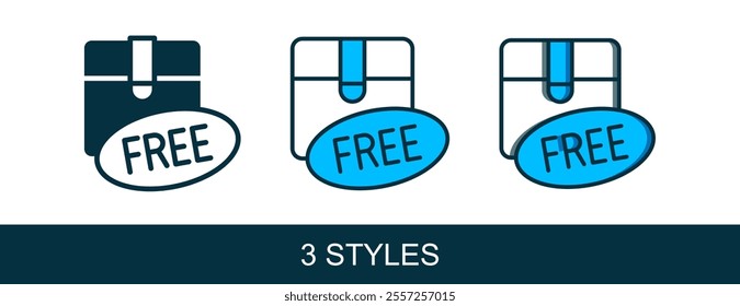 Filled outline Cardboard box with free symbol icon isolated on white background. Box, package, parcel sign. Delivery, transportation and shipping.  Vector