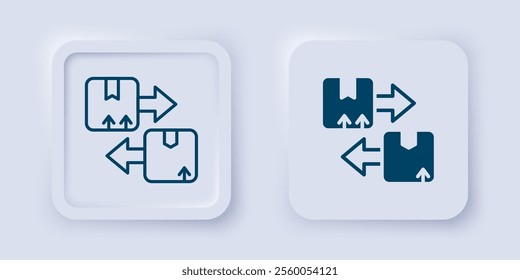 Filled and outline Cardboard box with traffic symbol icon isolated on grey background. Box, package, parcel sign. Delivery, transportation and shipping. Square button. Vector