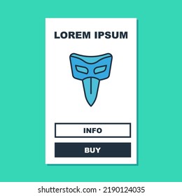 Filled outline Carnival mask icon isolated on turquoise background. Masquerade party mask.  Vector