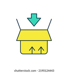 Filled outline Carton cardboard box icon isolated on white background. Box, package, parcel sign. Delivery and packaging.  Vector