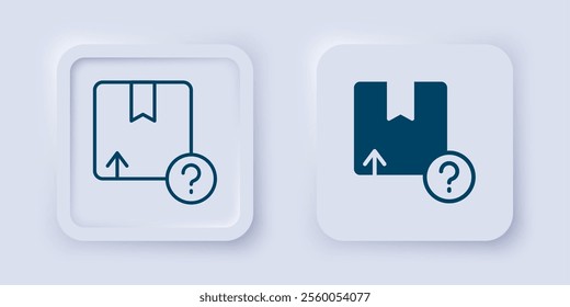 Filled and outline Carton cardboard box icon isolated on grey background. Box, package, parcel sign. Delivery and packaging. Square button. Vector