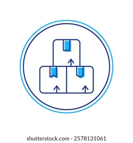 Filled outline Carton cardboard box icon isolated on white background. Box, package, parcel sign. Delivery and packaging.  Vector