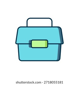 Gefüllte Umrisse Gehäuse oder Box Container für Wackelspieler und Ausrüstung Angelausrüstung Symbol einzeln auf weißem Hintergrund. Angelgerät. Flach ausgefüllter Umrissstil mit Schatten. Vektorgrafik