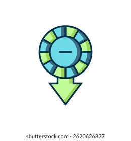 Filled outline Casino chips icon isolated on white background. Casino gambling. Flat filled outline style with shadow. Vector