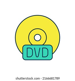 Filled outline CD or DVD disk icon isolated on white background. Compact disc sign.  Vector