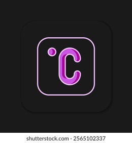 Filled outline Celsius icon isolated on black background. Flat filled outline style with shadow. Vector