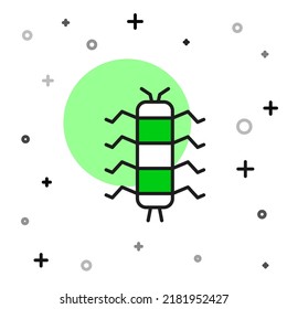 Símbolo relleno Icono de insecto Centipede aislado en fondo blanco.  Vector