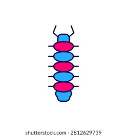 Filled outline Centipede insect icon isolated on white background.  Vector