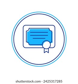 Icono de plantilla de certificado aislado sobre fondo blanco. Logro, premio, título, subvención, diploma conceptos.  Vector
