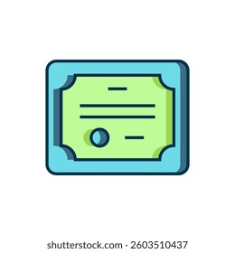 Filled outline Certificate template icon isolated on white background. Achievement, award, degree, grant, diploma concepts. Flat filled outline style with shadow. Vector