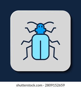 Filled outline Chafer beetle icon isolated on blue background.  Vector
