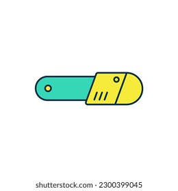 Filled outline Chainsaw icon isolated on white background.  Vector