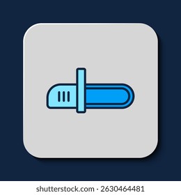 Filled outline Chainsaw icon isolated on blue background.  Vector