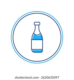 Filled outline Champagne bottle icon isolated on white background. Merry Christmas and Happy New Year.  Vector