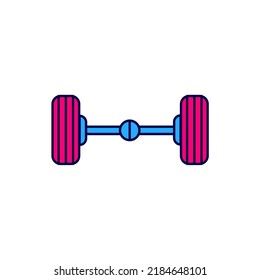 Filled outline Chassis car icon isolated on white background.  Vector