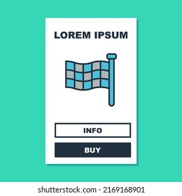 Filled outline Checkered flag icon isolated on turquoise background. Racing flag.  Vector