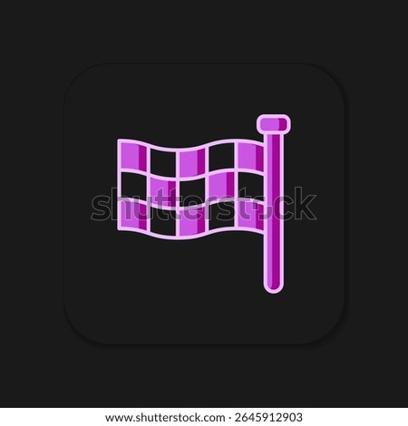 Filled outline Checkered flag icon isolated on black background. Racing flag. Flat filled outline style with shadow. Vector
