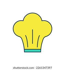 Filled outline Chef hat icon isolated on white background. Cooking symbol. Cooks hat.  Vector