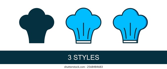 Filled outline Chef hat icon isolated on white background. Cooking symbol. Cooks hat.  Vector