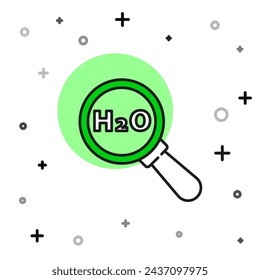 Filled outline Chemical formula for water drops H2O shaped icon isolated on white background.  Vector