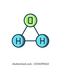 Filled outline Chemical formula for water drops H2O shaped icon isolated on white background. Flat filled outline style with shadow. Vector