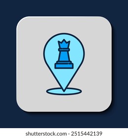 Filled outline Chess icon isolated on blue background. Business strategy. Game, management, finance.  Vector