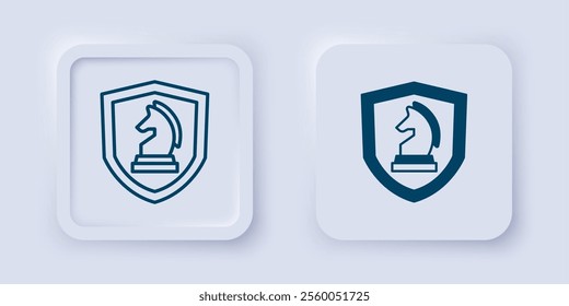 Filled and outline Chess icon isolated on grey background. Business strategy. Game, management, finance. Square button. Vector