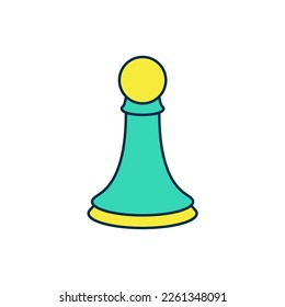 Filled outline Chess pawn icon isolated on white background.  Vector