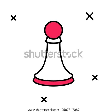 Filled outline Chess pawn icon isolated on white background.  Vector