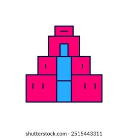 Filled outline Chichen Itza in Mayan icon isolated on white background. Ancient Mayan pyramid. Famous monument of Mexico.  Vector