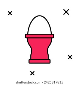 Huevo de pollo en un icono de soporte aislado sobre fondo blanco.  Vector