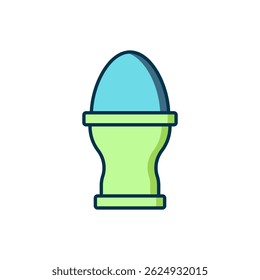Filled outline Chicken egg on a stand icon isolated on white background. Flat filled outline style with shadow. Vector