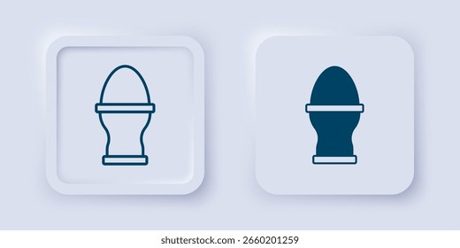 Filled and outline Chicken egg on a stand icon isolated on grey background. Square button. Vector