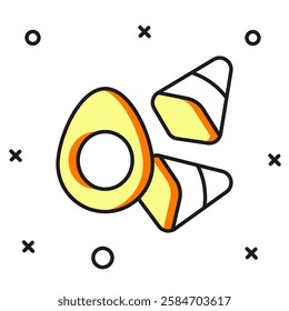 Filled outline Chicken egg with vegerables icon isolated on white background. Flat filled outline style with shadow. Vector
