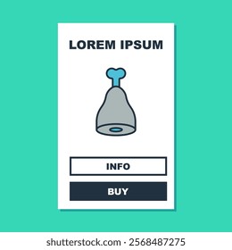 Filled outline Chicken leg icon isolated on turquoise background. Chicken drumstick.  Vector