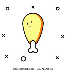 Filled outline Chicken leg icon isolated on white background. Chicken drumstick. Flat filled outline style with shadow. Vector