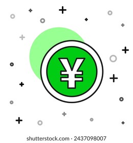 Filled outline Chinese Yuan currency symbol icon isolated on white background. Coin money. Banking currency sign. Cash symbol.  Vector