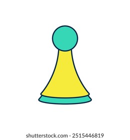 Filled outline Chip for board game icon isolated on white background.  Vector