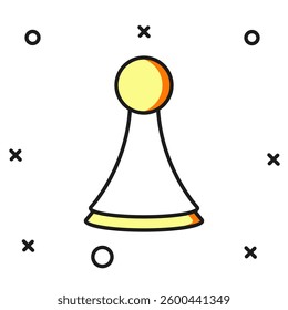 Filled outline Chip for board game icon isolated on white background. Flat filled outline style with shadow. Vector