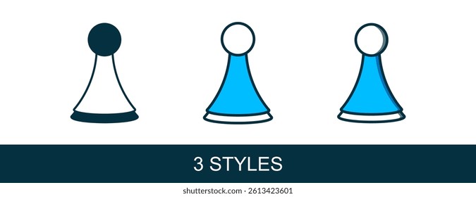 Filled outline Chip for board game icon isolated on white background.  Vector