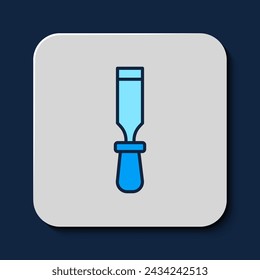 Filled outline Chisel tool for wood icon isolated on blue background.  Vector
