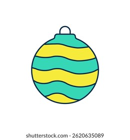 Filled outline Christmas ball icon isolated on white background. Merry Christmas and Happy New Year.  Vector